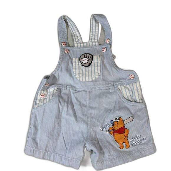 VTG Winnie The Pooh Little Slugger Baseball Overalls 6-9 Months Embroidered - Picture 1 of 9
